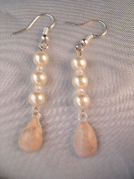 Gold and White Marbled Tear Drop Earrings