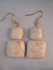 White and Gold Marbled Earrings